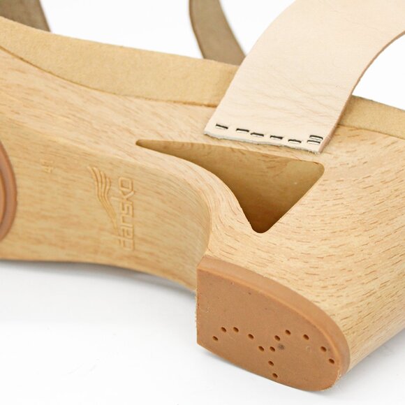 Dansko Tasha Natural Leather Strappy Open Toe Chunky Clog Sandals - Picture 7 of 7